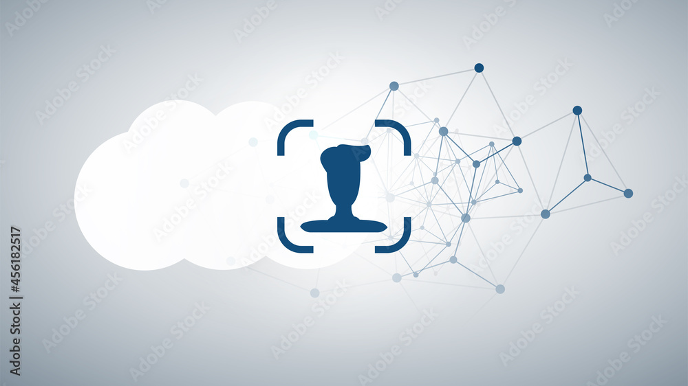 Face Recognition, Login, Facial User Authentication for Cloud, Website or an Online Service - Face Symbol on a Cloud and Polygonal Mesh - Illegal Surveillance, Privacy Concept, Vector Illustration Face Recognition, Login, Facial User Authentication for Cloud, Website or an Online Service - Face Symbol on a Cloud and Polygonal Mesh - Illegal Surveillance, Privacy Concept, Vector Illustration