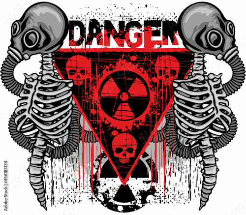 ost-apocalypse sign with skull and gas mask, grunge vintage design t shirts