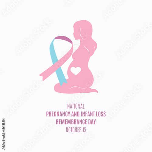 National Pregnancy and Infant Loss Remembrance Day vector. Pregnant kneeling woman pink silhouette icon vector. Remembrance day for miscarriage and pregnancy loss vector. October 15. Important day