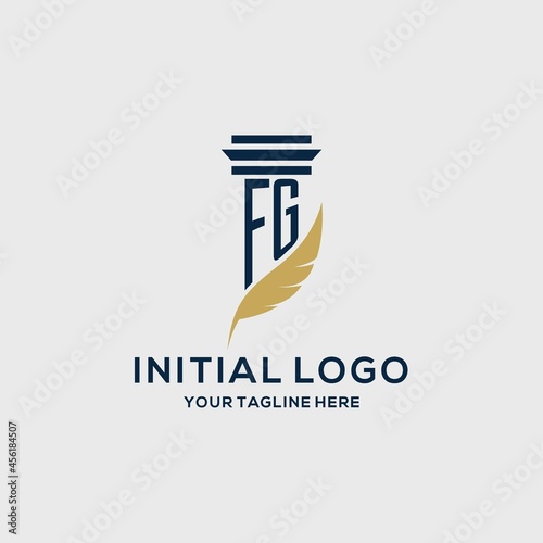 FG monogram initial logo with pillar and feather design