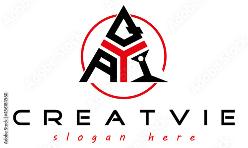triangle badge with circle AQI letter  logo design vector, business logo, icon shape logo, stylish logo template
