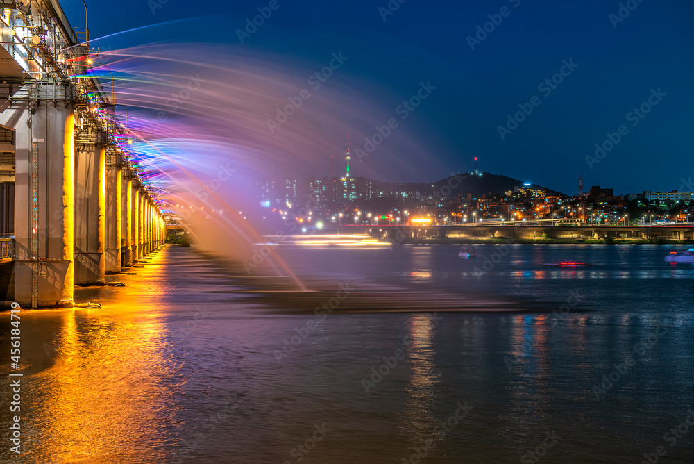 Banpo Bridge Water Lights Namsan Tower