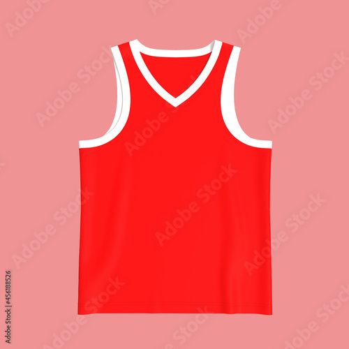 Flatlay sleeveless t-shirt jersey mockup in front view, design presentation for print, 3d illustration, 3d rendering