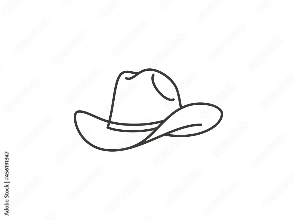 Cowboy hat line icon isolated on white. Hat icon vector illustration - obrazy, fototapety, plakaty 