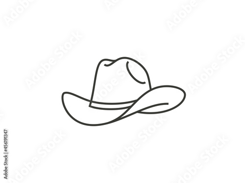 Fényképezés Cowboy hat line icon isolated on white