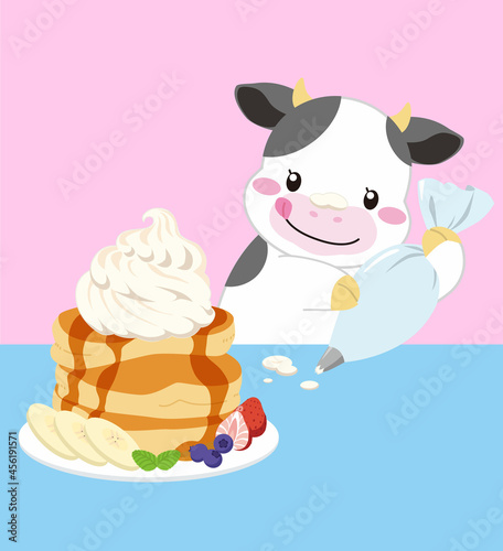 牛とパンケーキ