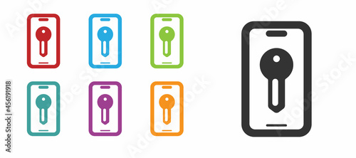 Black Smart key icon isolated on white background. Set icons colorful. Vector