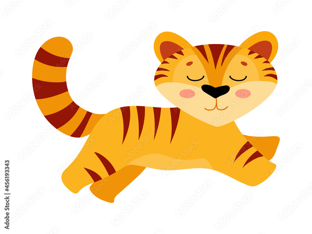 Cute tiger cub Symbol of the new year. Year of the tiger. Ginger tabby kitten. Vector illustration isolated on white background. Cute tiger cub Symbol of the new year. Year of the tiger. Ginger tabby kitten. Vector illustration isolated on white background.