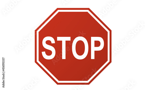 Stop sign on a white background. Stop symbol in front of danger