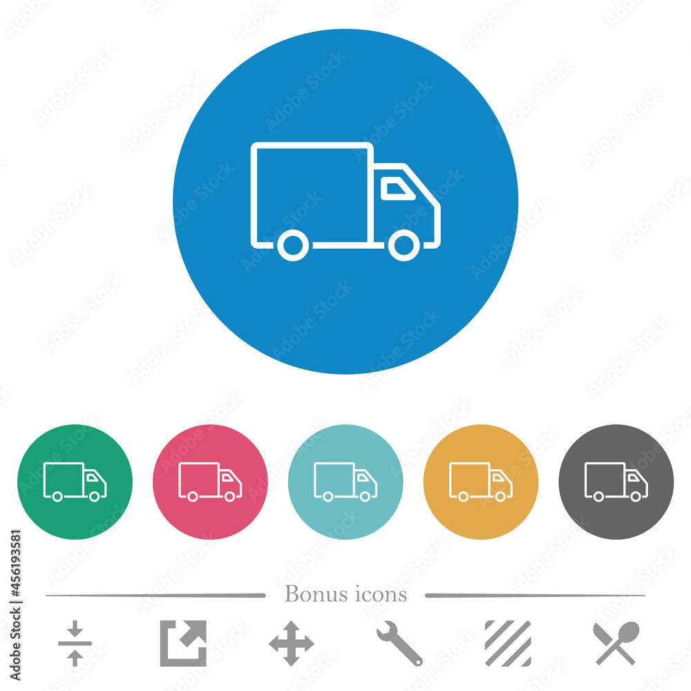 Delivery truck side view outline flat round icons Delivery truck side view outline flat round icons