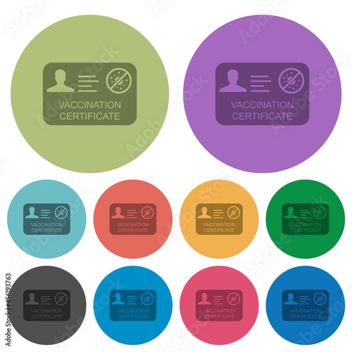 Vaccination certificate color darker flat icons