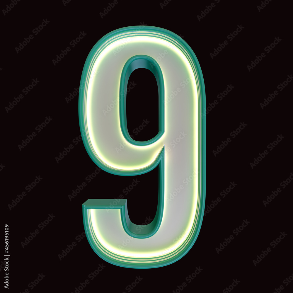Number 9, Alphabet. Retro 3d number isolated on a black background with Clipping Path. 3d illustration. Number 9, Alphabet. Retro 3d number isolated on a black background with Clipping Path. 3d illustration.
