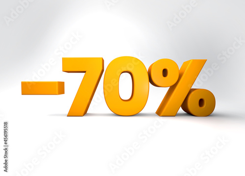 -70% 3d render 70 percent off isolated background