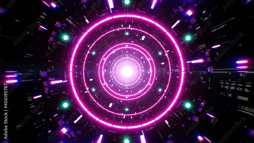 Neon Pink Light Science Fiction Disco Tunnel