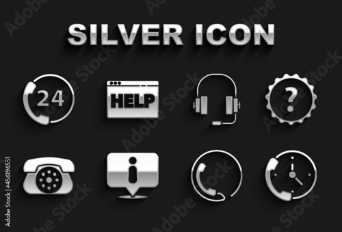 Wallpaper Mural Set Information, Question mark, Telephone 24 hours support, Headphones, and Browser help icon. Vector Torontodigital.ca