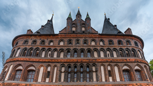 The Holsten Gate (Holstentor), western boundary of the old center of the Hanseatic city of Lübeck (Hansastadt Lübeck), Northern Germany. Cradle of the Hanseatic League. A UNESCO World Heritage Site.