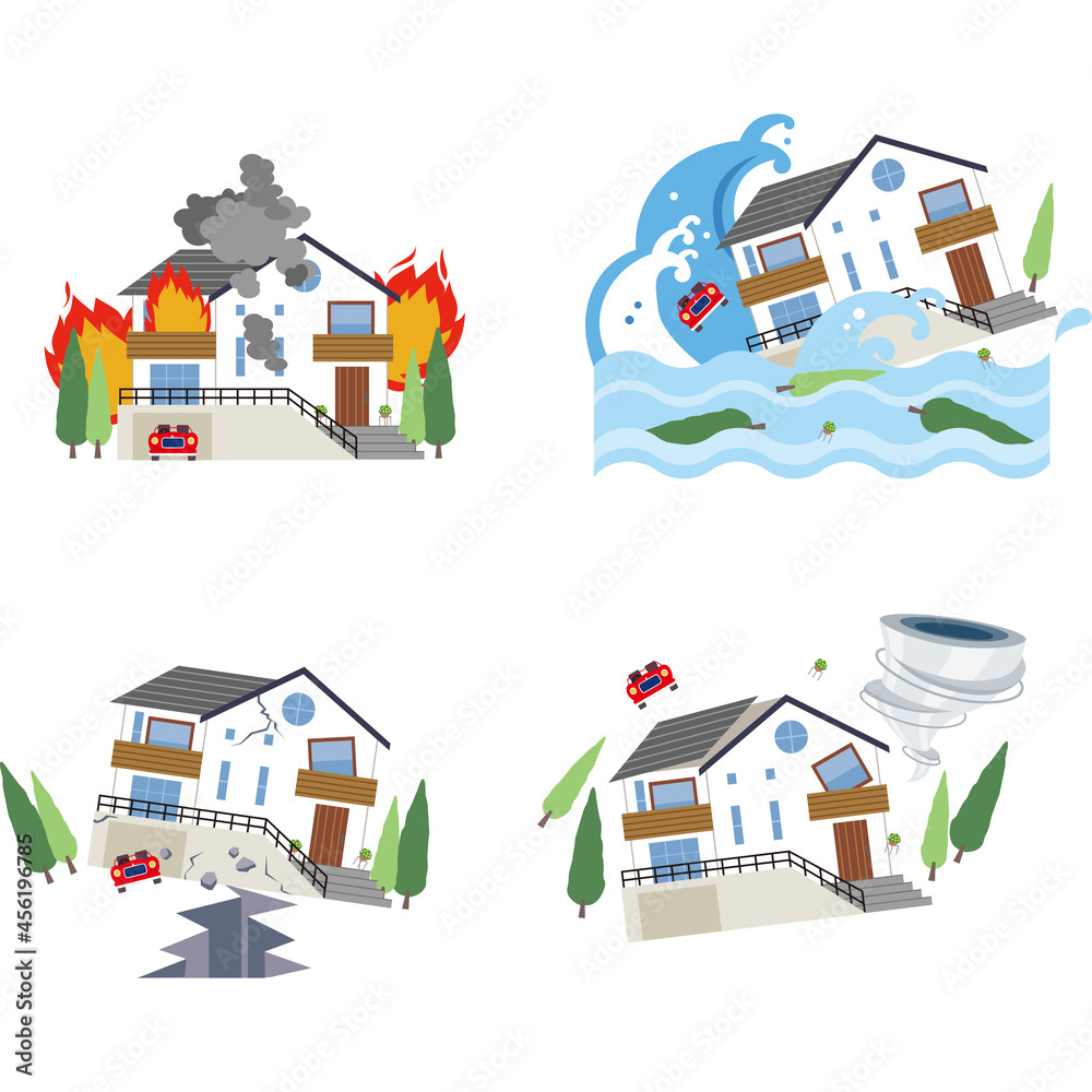 火災 洪水 地震 竜巻 イラスト ベクター Stock Vector Adobe Stock