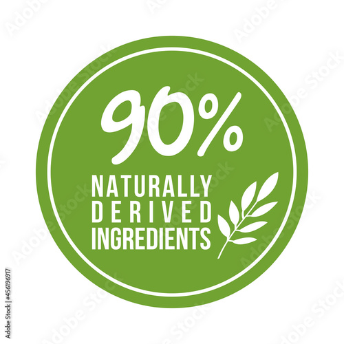 90% natural ingredients vector label