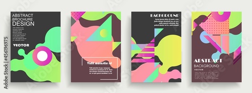 Modern abstract covers set, Modern colorful wave liquid flow poster. Cool gradient shapes composition, vector covers design. 