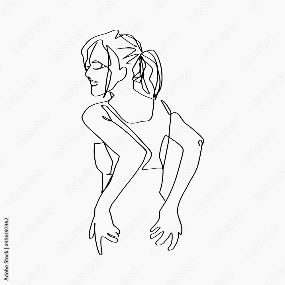 Surreal Faces Continuous line, drawing of set faces and hairstyle, fashion concept, woman beauty minimalist, vector illustration pretty sexy. Contemporary portrait