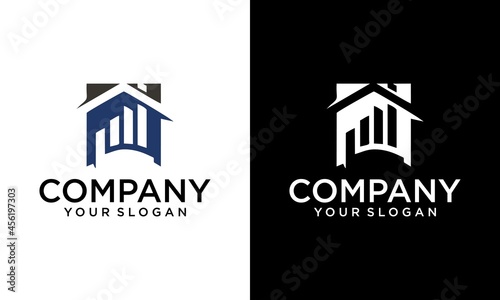 house illustration, real estate sales logo. house finance logo modern illustration
