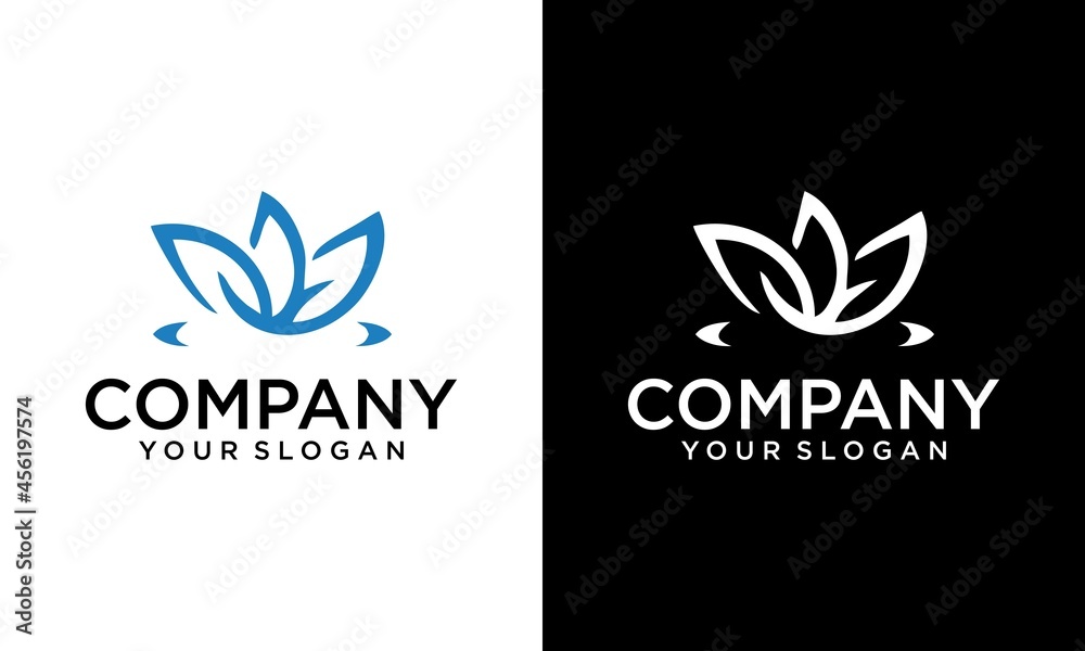 Lotus flower logo vector design, nature flower logo premium vector