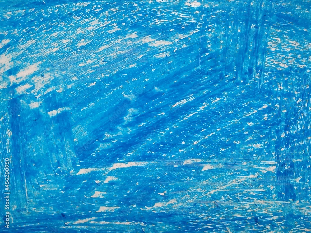 Texture with paints, sky, water, ice, air, strokes with blue pencils