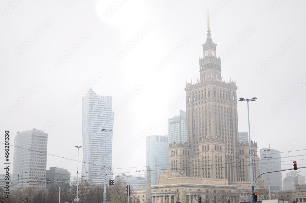 Warsaw, Poland - 12.02.2017. Panoramic View on Palace of culture and science Warsaw, Poland - 12.02.2017. Panoramic View on Palace of culture and science