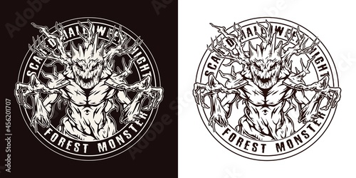 Halloween monochrome round emblem