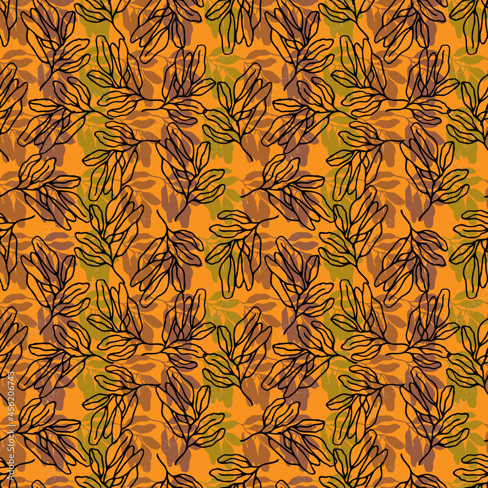 Fototapeta premium autumn leaves vector seamless pattern. background for fabrics, prints, packaging and postcards