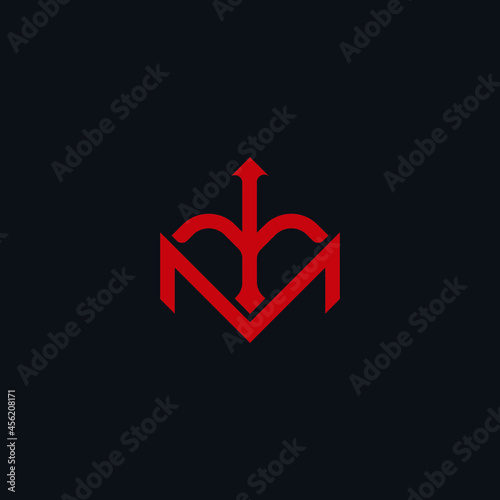 M letter logo template with love arrow