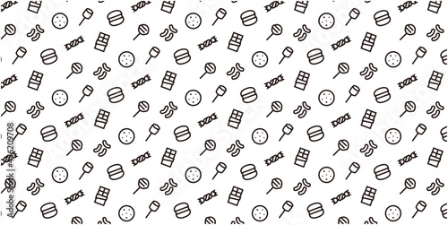 Sweets icon pattern background for website or wrapping paper (Monotone version)