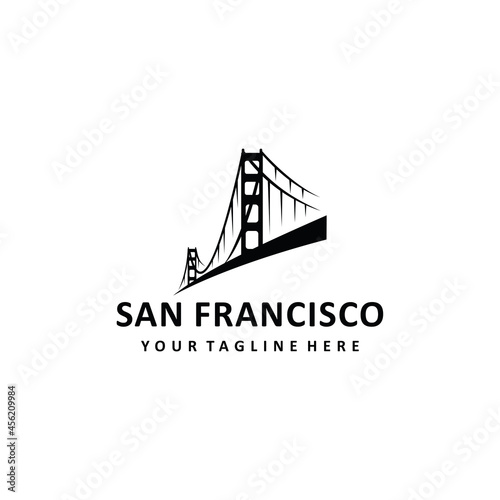 San Francisco bridge Logo design template. Simple and clean flat design of bridge vector template. bridge logo for business.