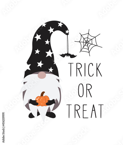 Halloween gnome vector illustration, trick or treat sublimation design