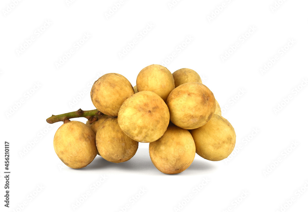 Closeup of Langsat or Longkong fresh Domesticum fruits with isolated on white background. Closeup of Langsat or Longkong fresh Domesticum fruits with isolated on white background.