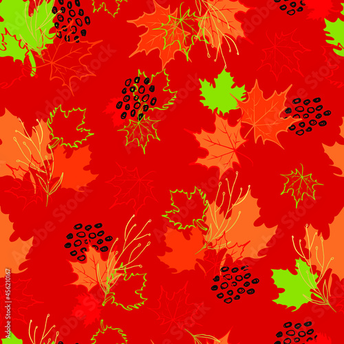 autumn leaves vector seamless pattern. background for fabrics, prints, packaging and postcards
