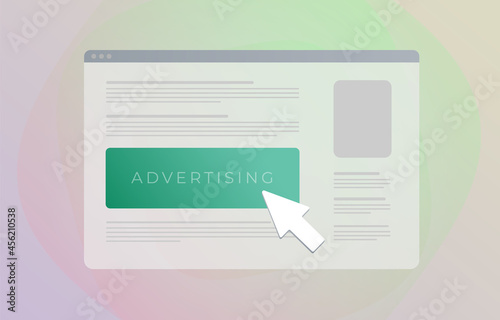 Programmatic Advertising and Targeting Native marketing concept. Inbound automated buying and selling of online advertising space media banner block on internet browser.