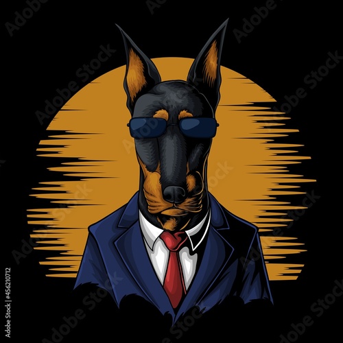Cool dobermann suit vector illustration