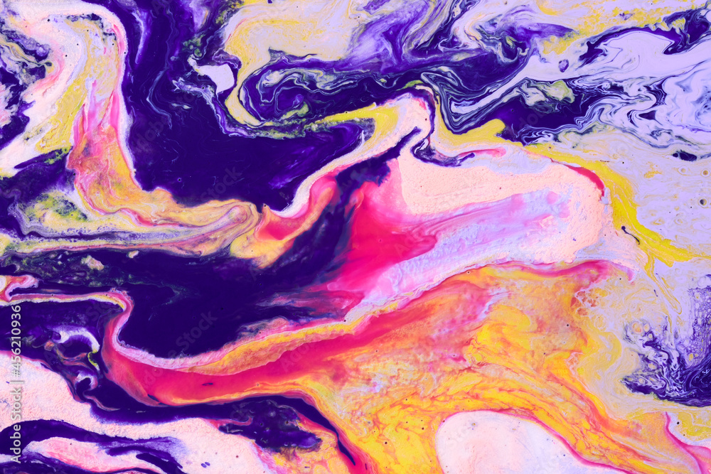 Creative trendy marbling background. Photo of floating paints texture