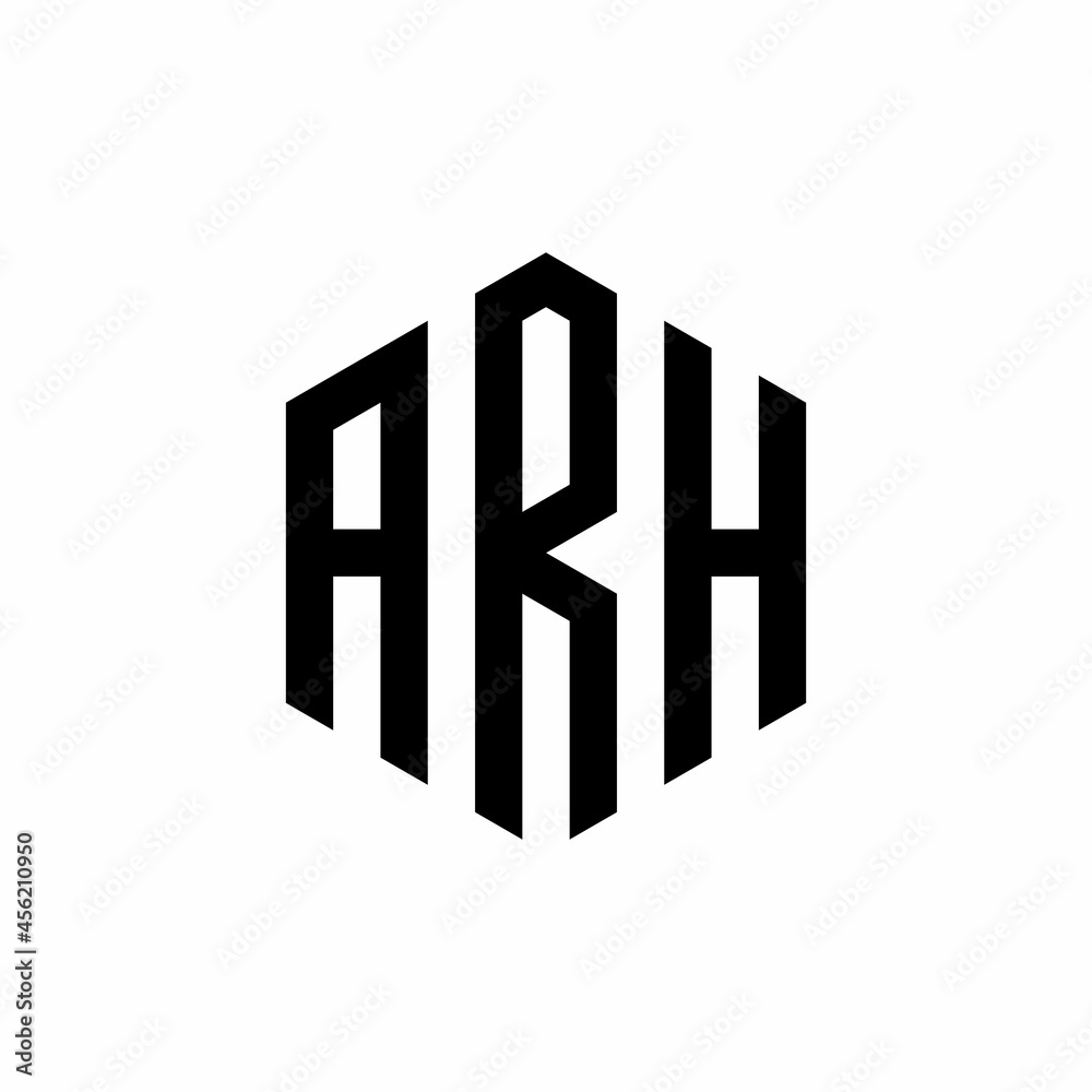 ARH Initial three letter logo hexagon ARH Initial three letter logo hexagon