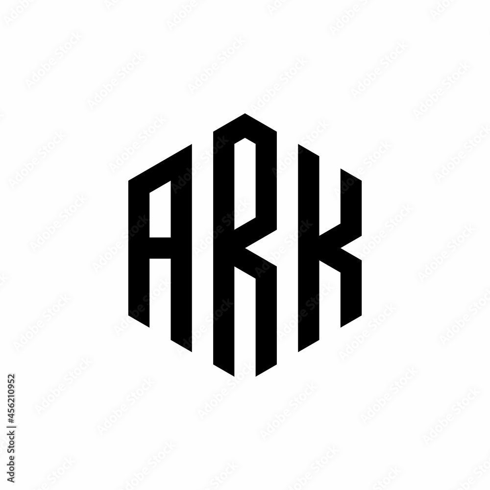 ARK Initial three letter logo hexagon ARK Initial three letter logo hexagon