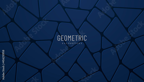 Abstract dark blue voronoi blocks 3d dark background. Modern futuristic style polygonal shapes elements banner design. Minimal and clean simple geometric shapes texture concept. Vector illustration