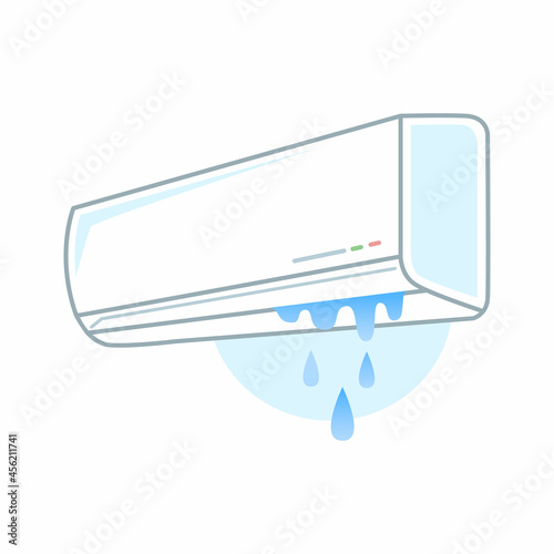 エアコン（クーラー）の内側から水漏れをしているイラスト