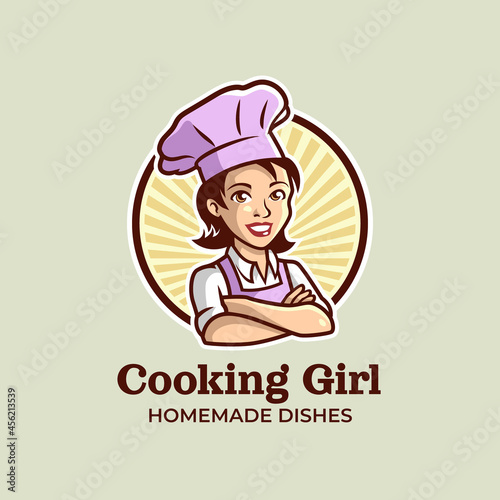 Female chef mascot logo