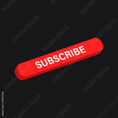 Red Subscribe Button for Social Media. Vector Illustration On Black Background. Vector illustration