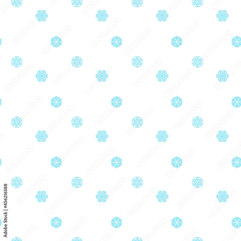 seamless pattern with blue snowflakes on white