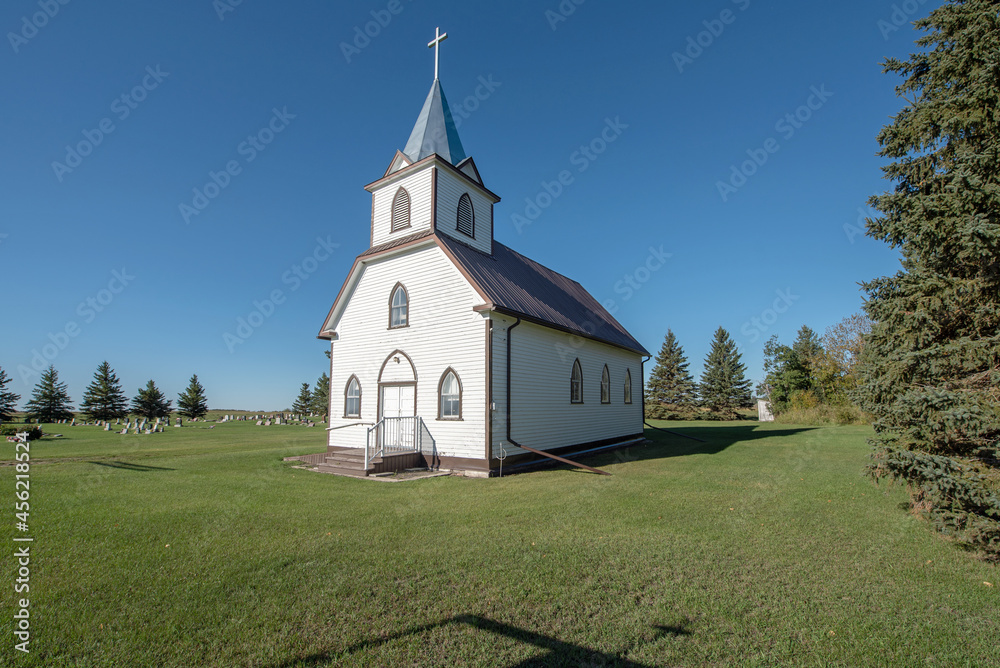 Naklejka premium A Nordic Lutheran church on the prairies in rural Saskatchewan, Canada.