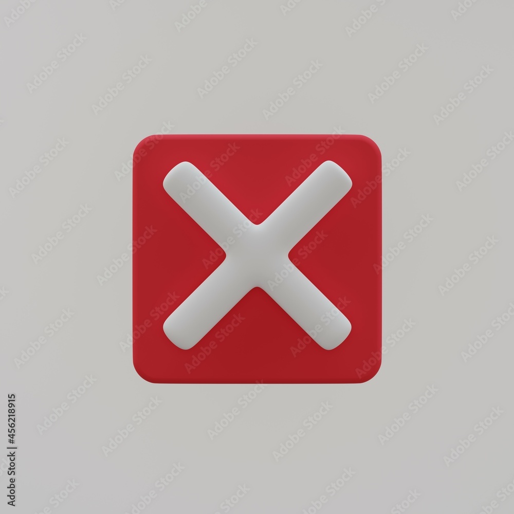 Declined negative wrong incorrect no disagree tick sign 3D rendering illustration Declined negative wrong incorrect no disagree tick sign 3D rendering illustration