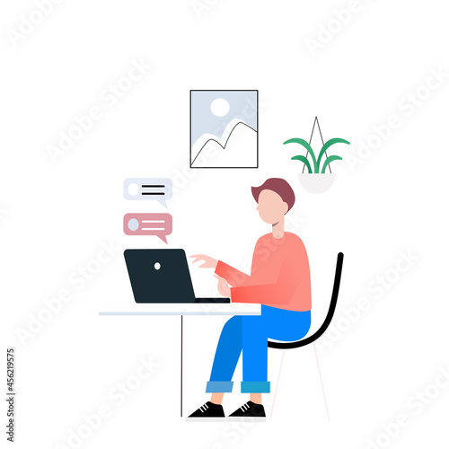 Work at home.freelance working online from home.illustrated.