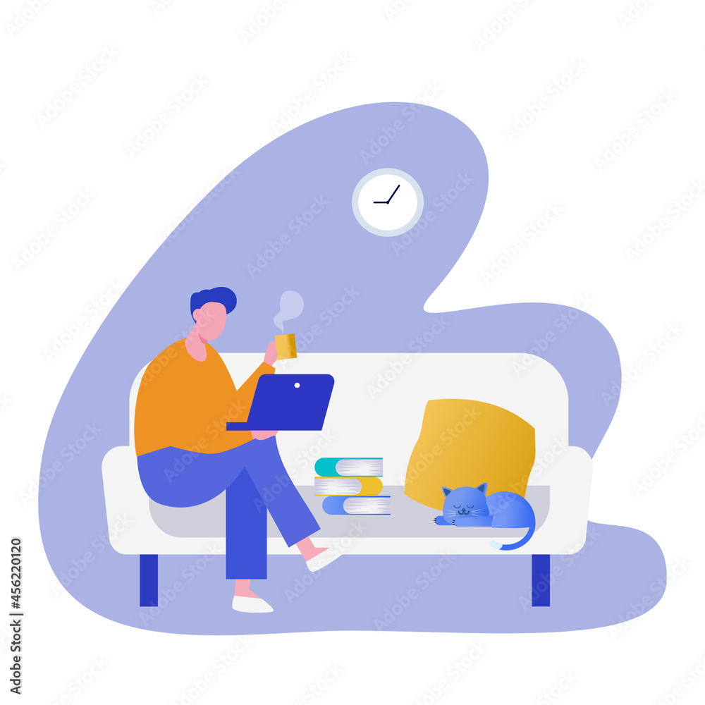 Work at home.freelance working online from home.illustrated. Work at home.freelance working online from home.illustrated.